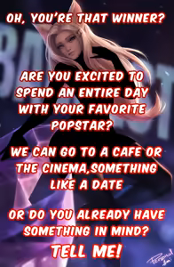 Page 2 of You won a whole day to spend with your favorite pop star, Ahri. Too bad you're a censored betaloser! - preview thumbnail