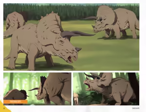 Page 76 of Tamer King of Dinosaurs Artbook - preview thumbnail