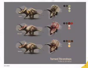 Page 77 of Tamer King of Dinosaurs Artbook - preview thumbnail