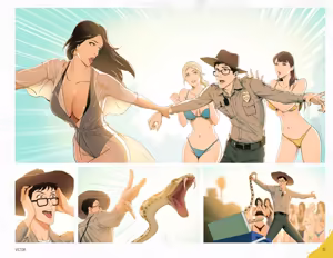 Page 9 of Tamer King of Dinosaurs Artbook - preview thumbnail