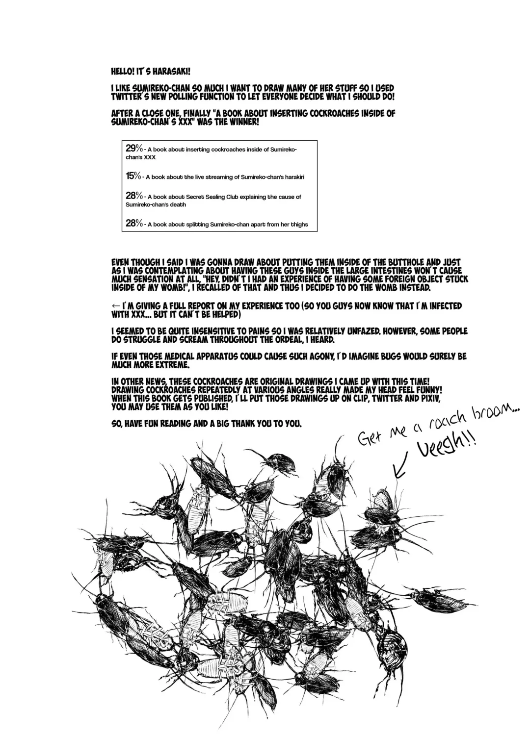[Harasaki] Sumireko-chan no Chitsunai ni Gokiburi o Ireru Hon | A Book About Inserting Cockroaches Inside of Sumireko-chan's Pussy Fhentai - Page 32