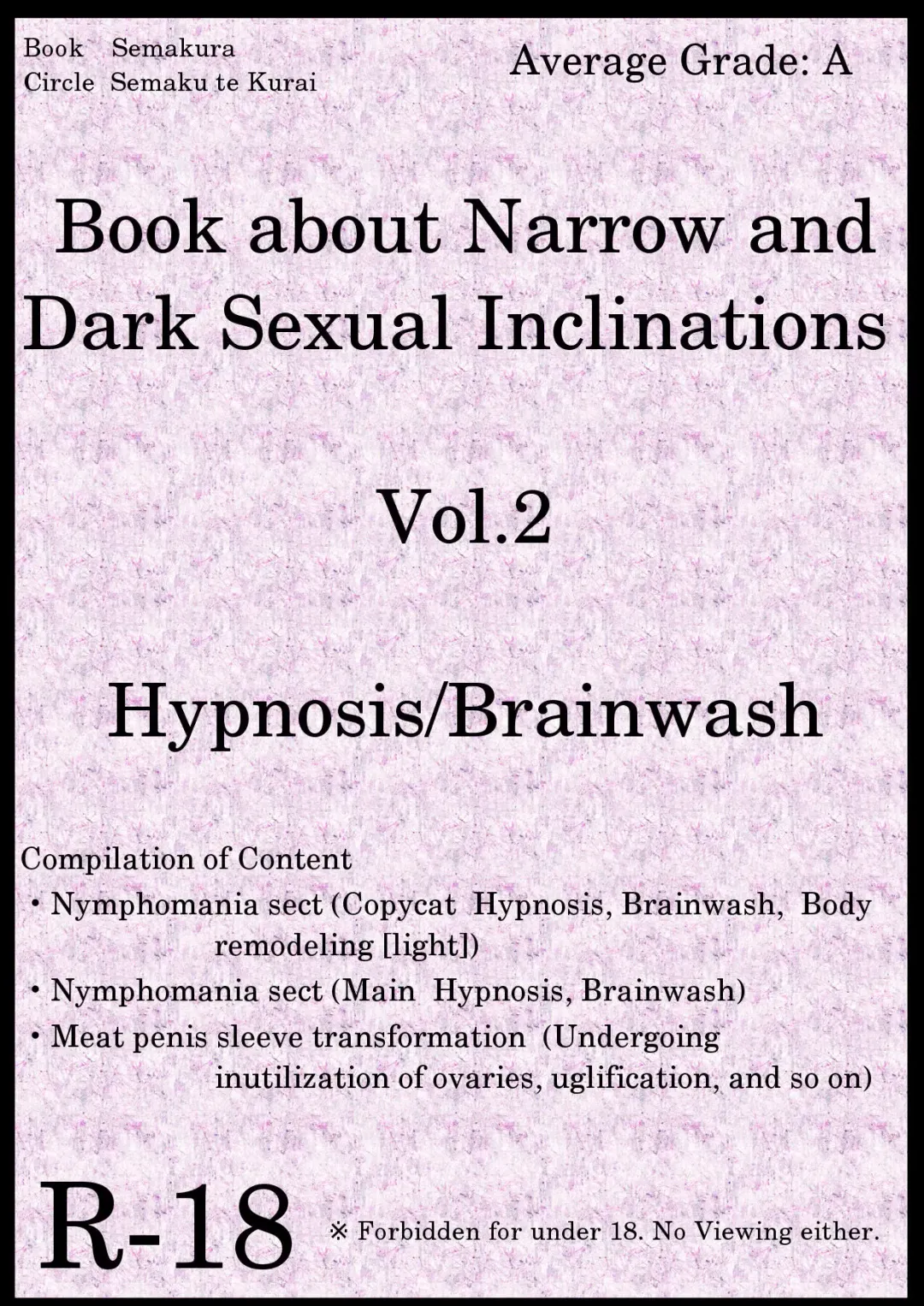 Read [Kyouan] Semakute Kurai Vol. 2 Saimin Sennou |  Book about Narrow and Dark Sexual Inclinations Vol.2 Hypnosis/Brainwash - Fhentai.net