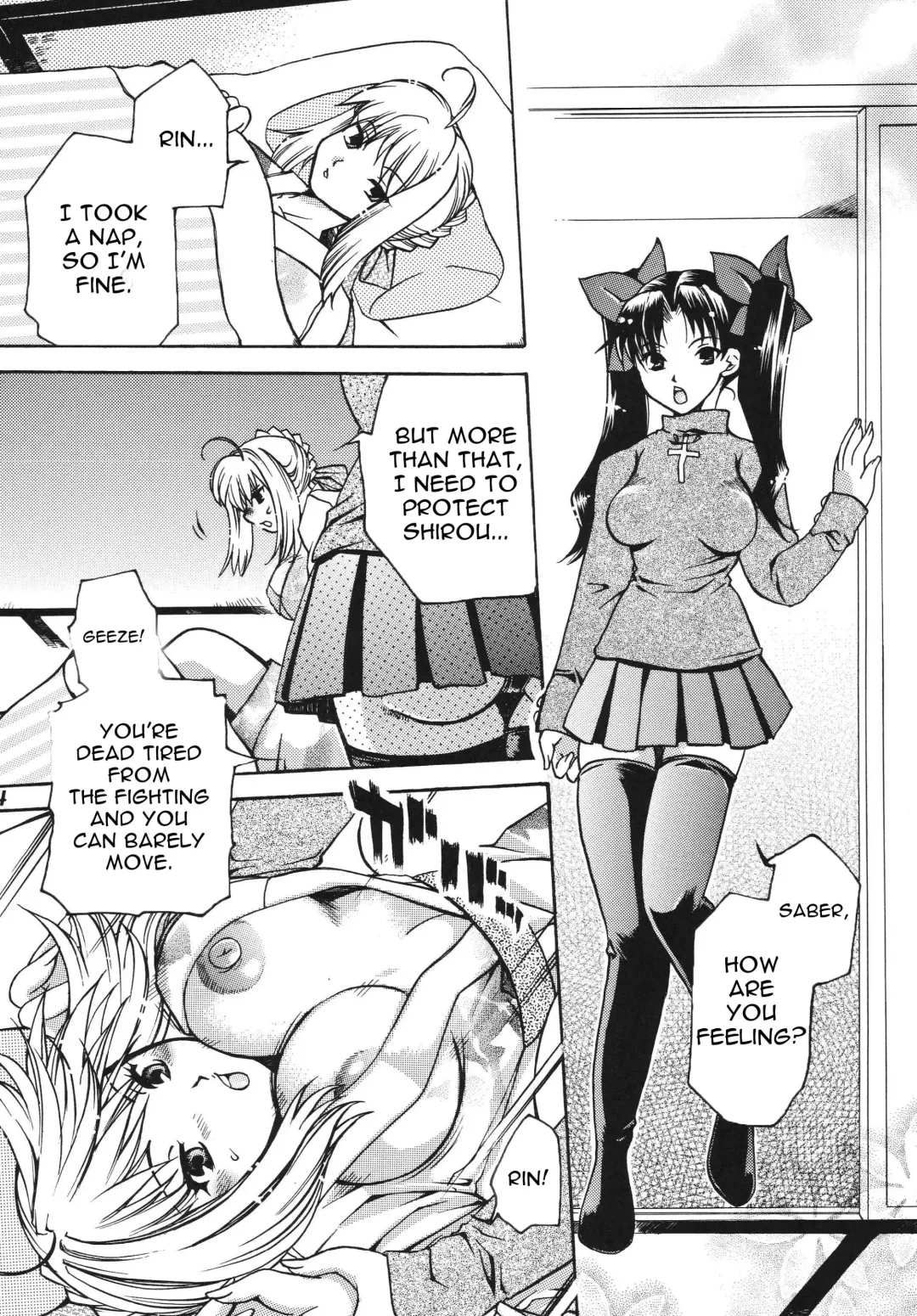 [Higashimidou Hisagi] Futanari Rin x Kyonyuu Saber | Futanari Rin X Huge-Rack Saber Fhentai - Page 4