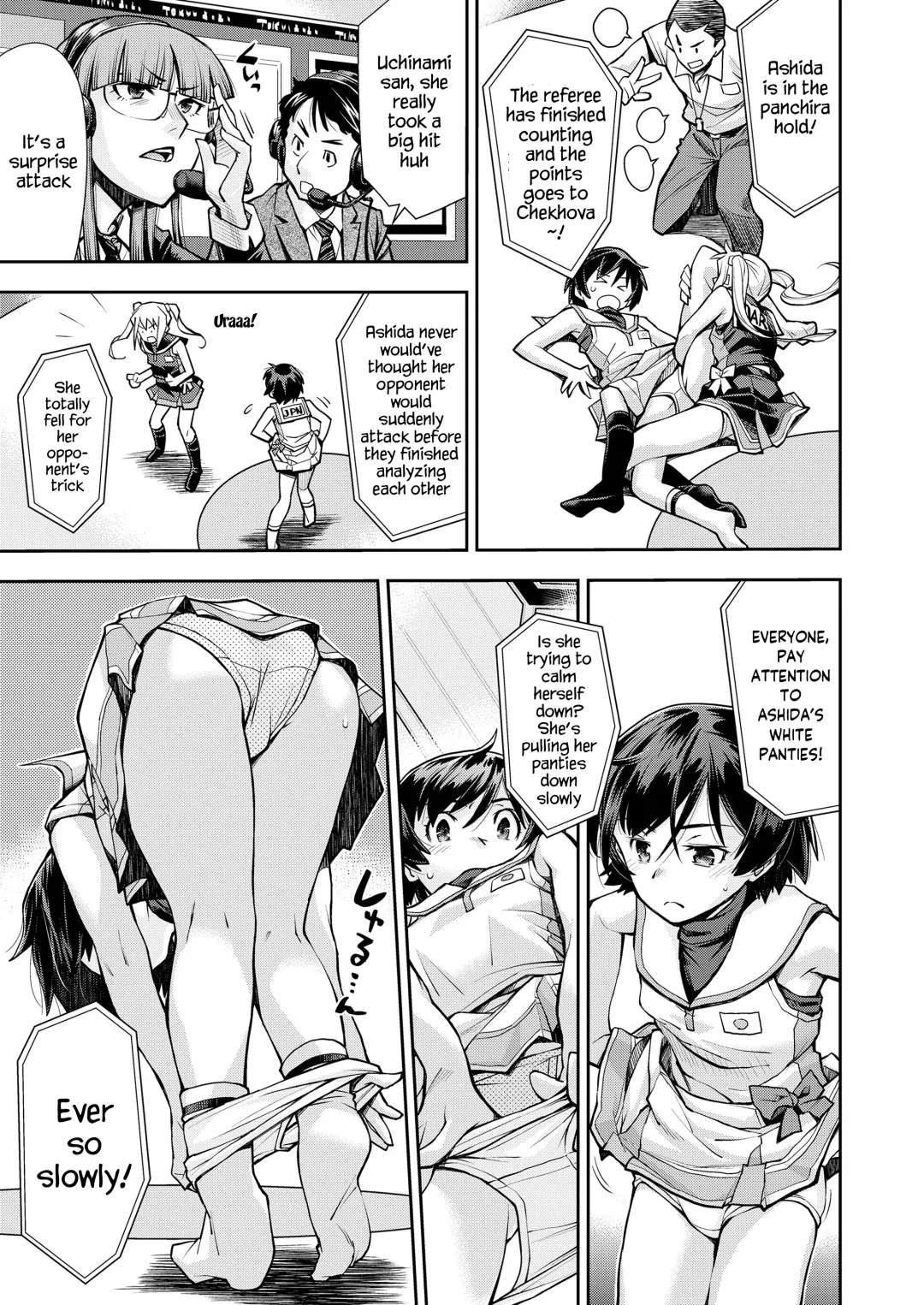 [Ryoumoto Hatsumi] Futari no Panchira Wrestling | Their Panchira Wrestling Fhentai - Page 5