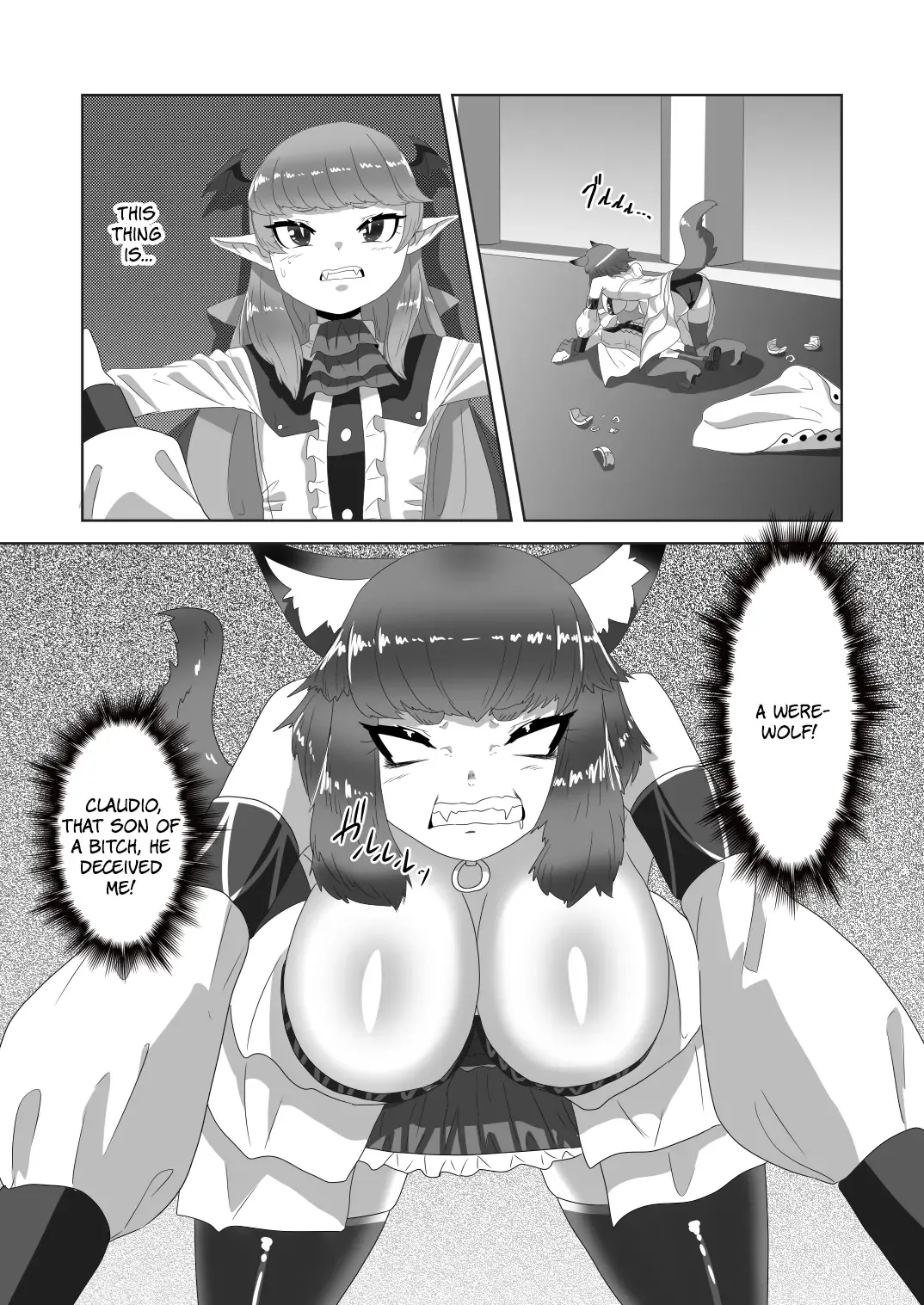 [Apacchi] Shota Kyuuketsuki to Ikenie no Futanari Ookamihime | Vampire Shota and Sacrificial Futanari She-Werewolf Fhentai.net - Page 11