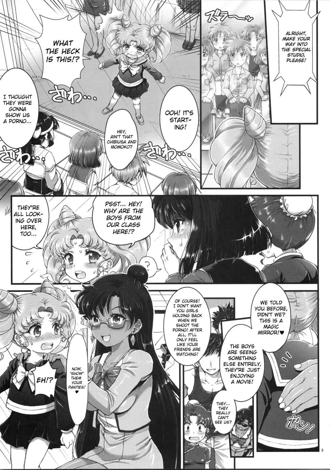 [Tempo Gensui] Sailor AV Kikaku ~JS 3-ningumi ni Shutsuen Koushou!! Classmate no Me no Mae de Gachinko Kozukuri SEX!?~ Fhentai - Page 6