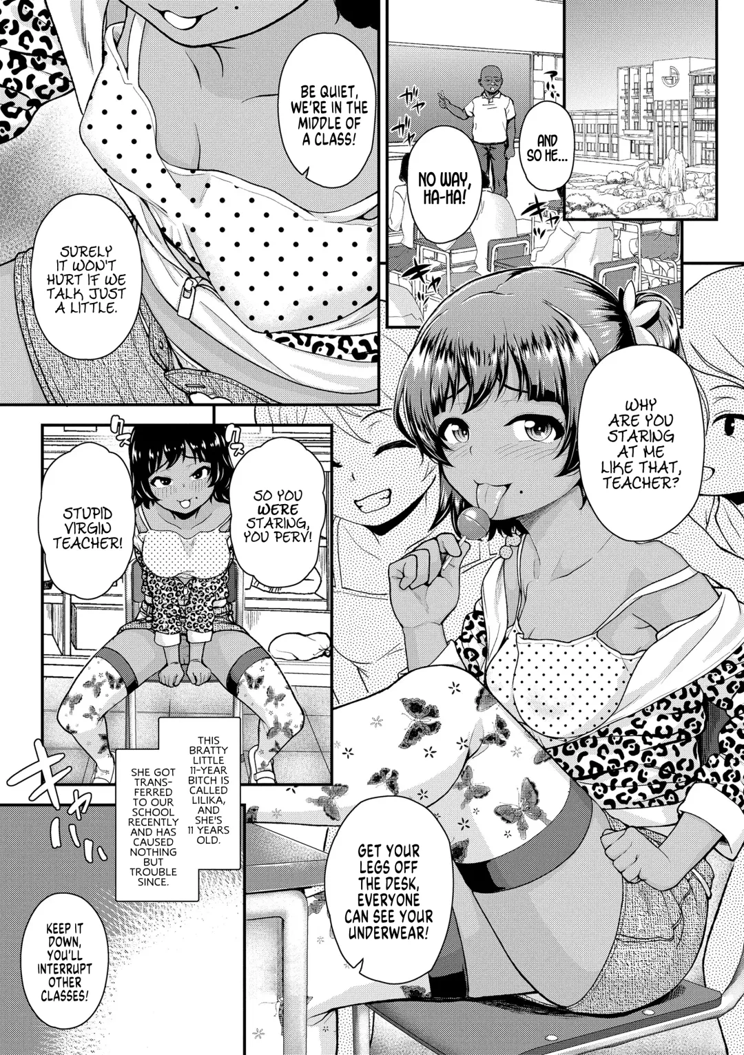 [Hikoma Hiroyuki] Bicchi na Mesugaki Tenkousei | Our New Transfer Student is a Bratty Little Bitch (Gouin ni Kusogaki Mesuana Dochutte Mita (Wara)) Fhentai - Page 1