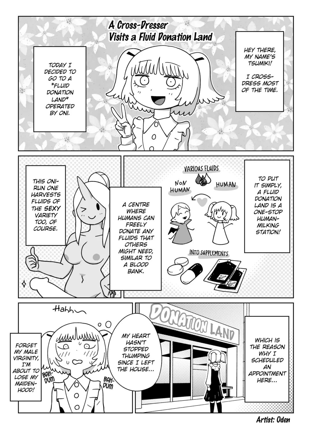[Oden] Josoudanshi ga Keneki Land e Itta Hanashi | A Cross-Dresser Visits a Fluid Donation Land Fhentai - Page 1