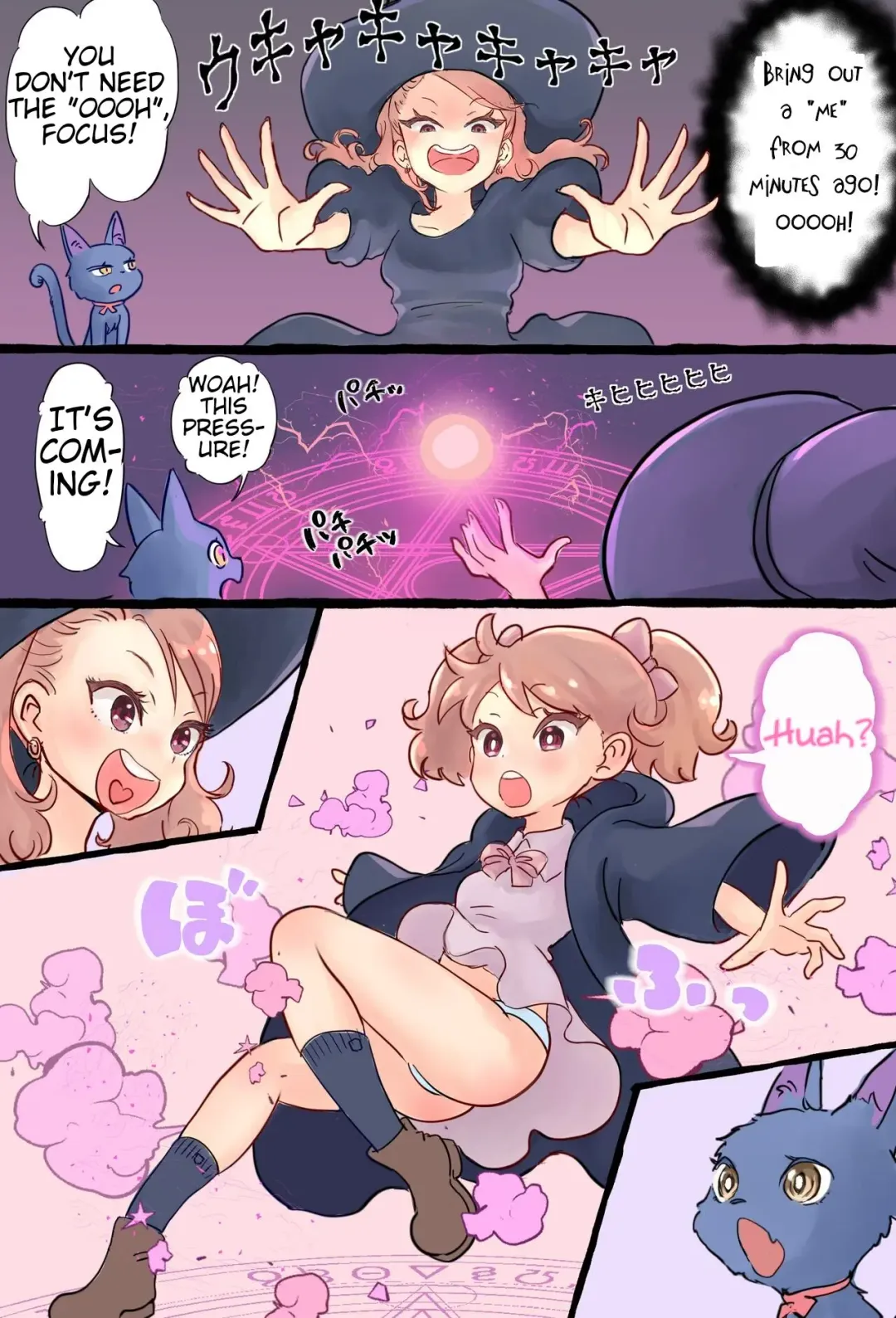 [Tsubame] A story about a futanari witch who summons her past self with summoning magic and has sex with her smaller self Fhentai - Page 6