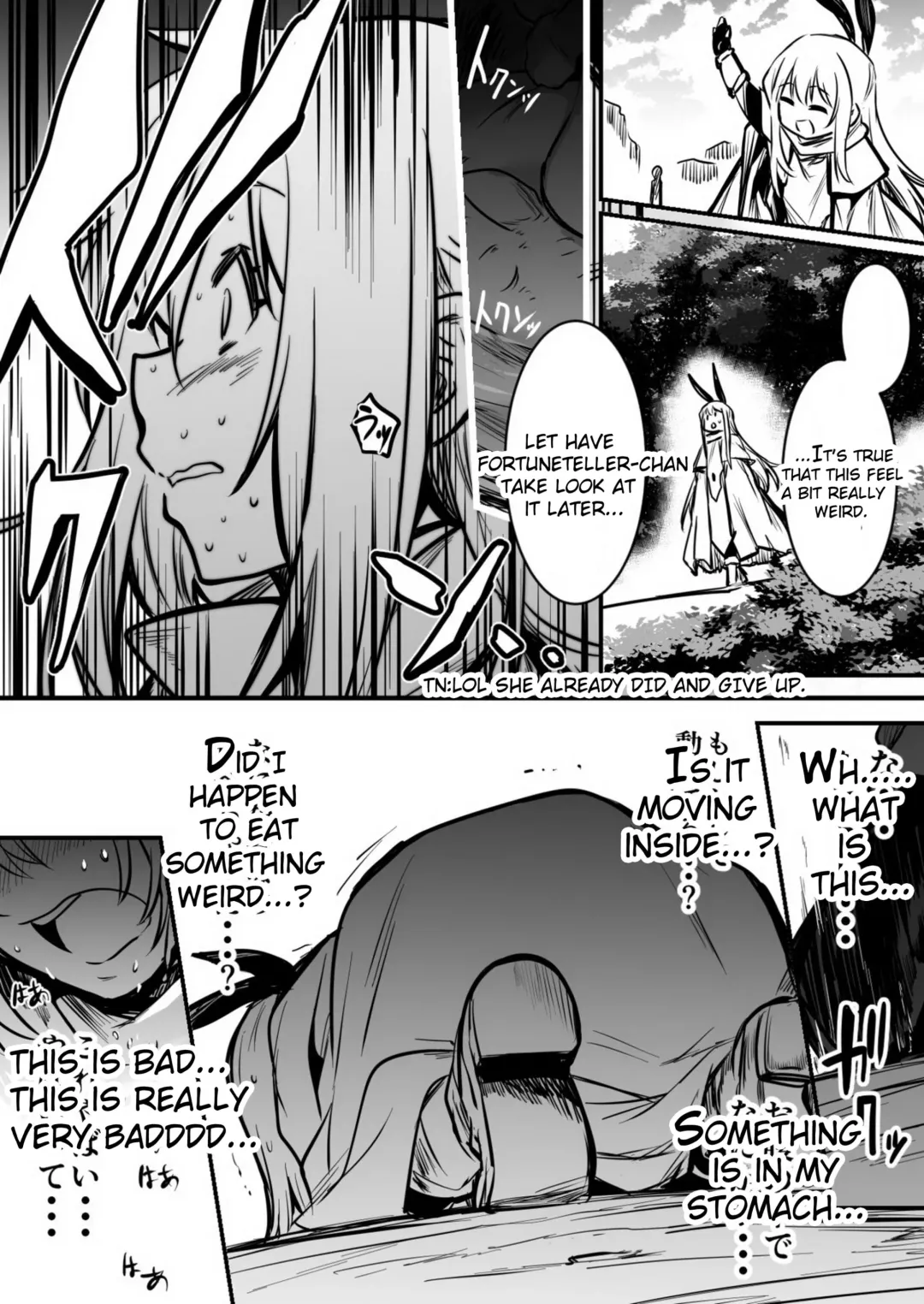 [Lefthand] Furtuneteller-chan who worry about Adventure-chan's unusual symptom and take a look at it and Adventure-chan who unknowingly got knock up and  give birth to demi-human child in distant land Fhentai - Page 6