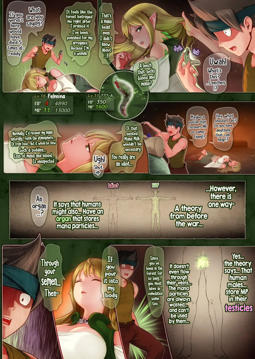 Fel to Mana no Mori -Taieki de Tairyoku Kaifuku sasetekureru Bakunyuu Healer Elf- | Fel and the Forest of Mana -The big titty elf healer recovers my stamina with her bodily fluids- Fhentai.net - Page 22