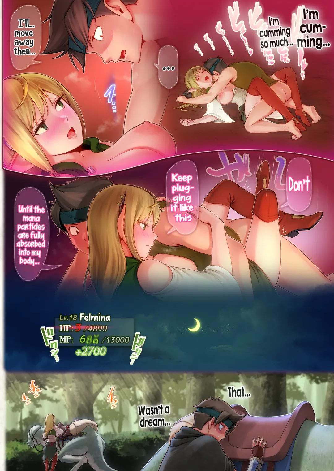 Fel to Mana no Mori -Taieki de Tairyoku Kaifuku sasetekureru Bakunyuu Healer Elf- | Fel and the Forest of Mana -The big titty elf healer recovers my stamina with her bodily fluids- Fhentai.net - Page 29