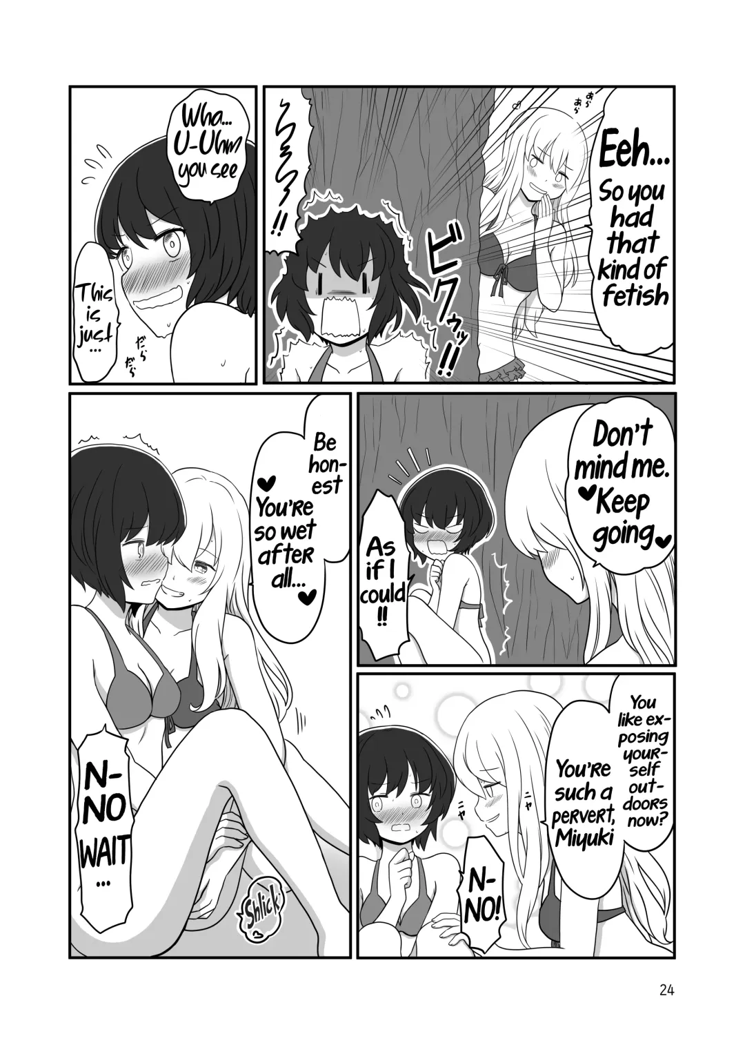 [Kurosawa Karura] Umi de Roshutsu Play Shichau Yuriple | A yuri couple does exhibitionism at the beach Fhentai - Page 23