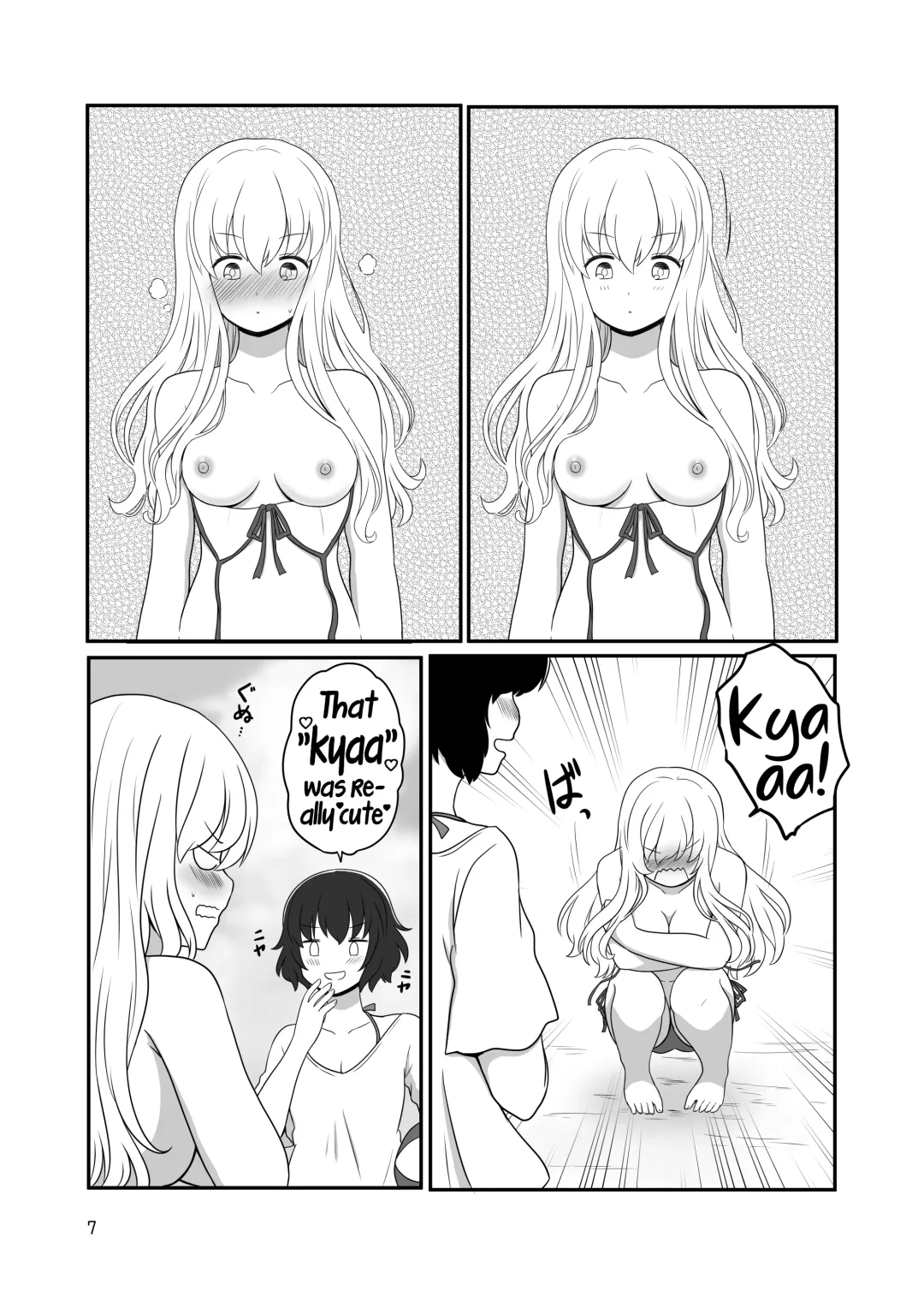 [Kurosawa Karura] Umi de Roshutsu Play Shichau Yuriple | A yuri couple does exhibitionism at the beach Fhentai - Page 6