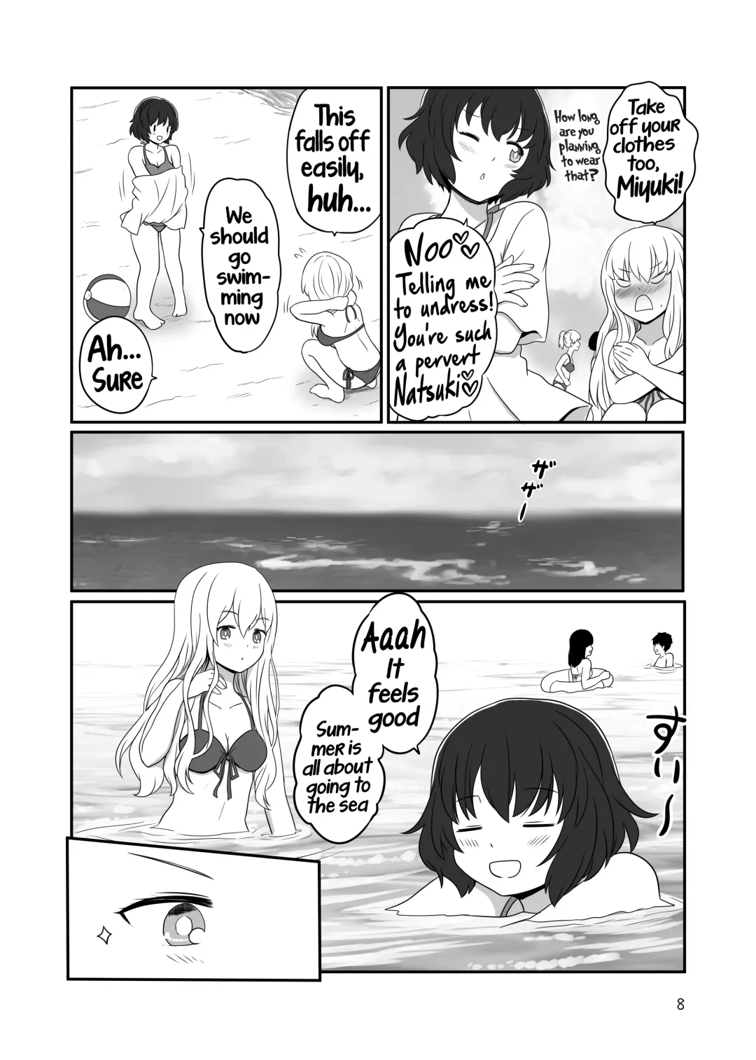 [Kurosawa Karura] Umi de Roshutsu Play Shichau Yuriple | A yuri couple does exhibitionism at the beach Fhentai - Page 7