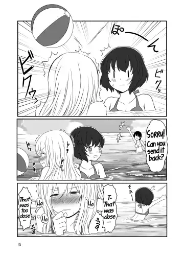 [Kurosawa Karura] Umi de Roshutsu Play Shichau Yuriple | A yuri couple does exhibitionism at the beach Fhentai.net - Page 14