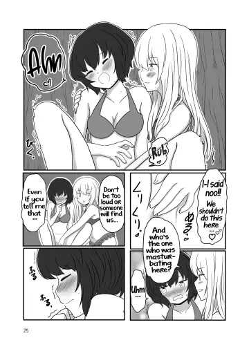 [Kurosawa Karura] Umi de Roshutsu Play Shichau Yuriple | A yuri couple does exhibitionism at the beach Fhentai.net - Page 24