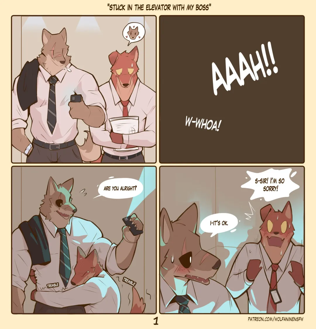 [Wolfanine] Stuck in the Elevator with My Boss Fhentai.net - Page 1