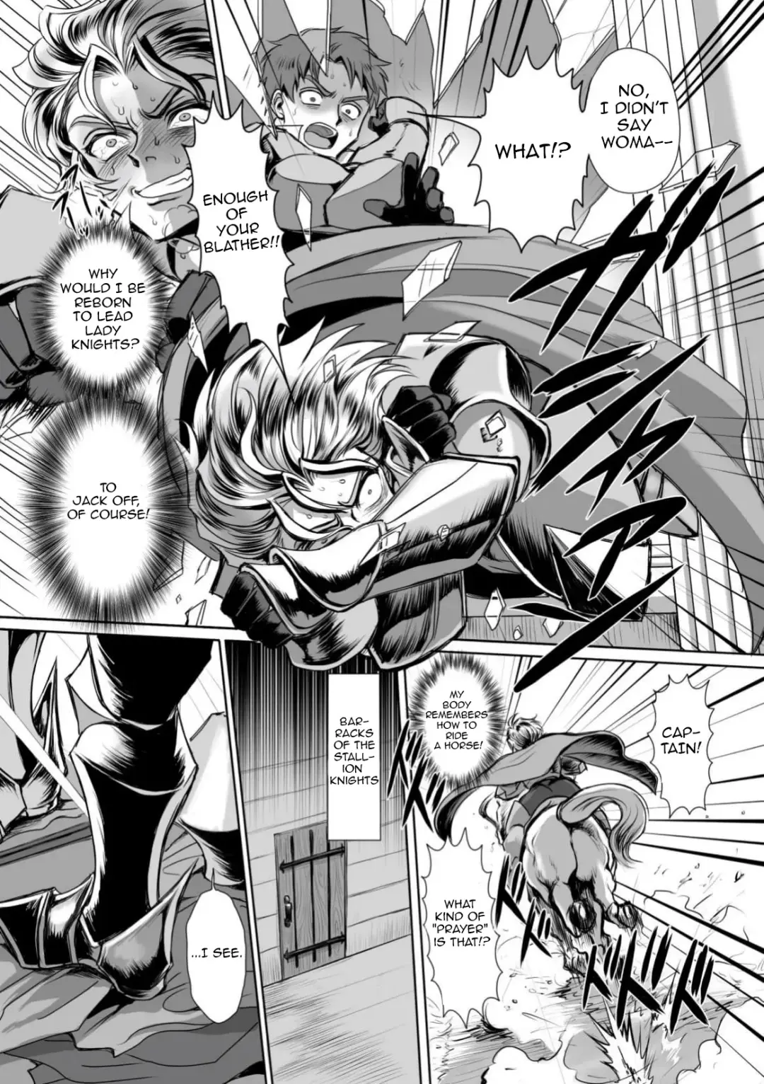 [Usuno Taro] Hyoui Kan Kishi Stallion Kimo Otoko ni Nottorare Buzama Zecchou! | Possessed Knight Stallion: Forced to Climax by a Creeper! Ch. 1 Fhentai.net - Page 7