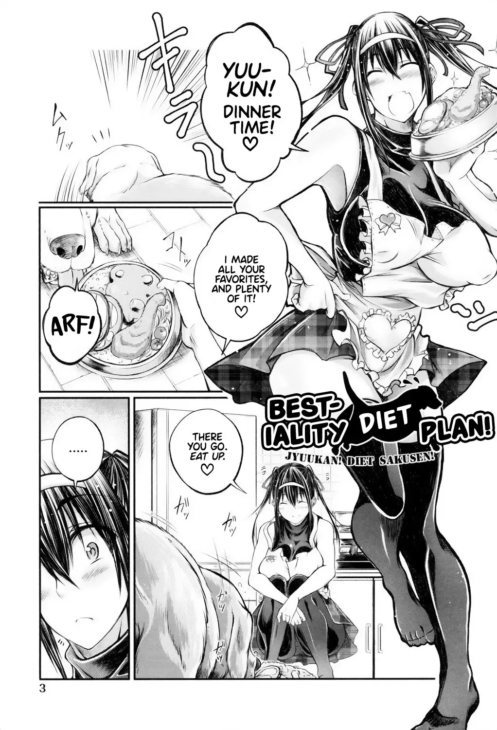 [Tenzen Miyabi] Juukan! Diet Daisakusen! | Bestiality Diet Plan! Fhentai - Page 1
