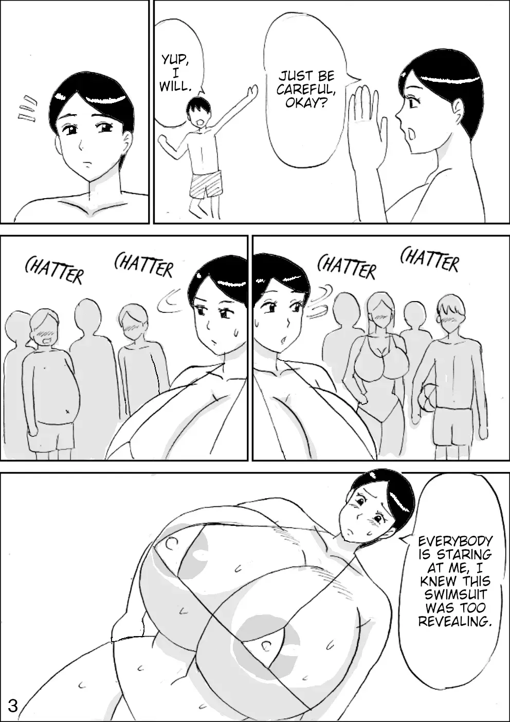 Bakunyuu Mama no Ecchi na Bikini | Big Breasted Mom's Lewd Bikini Fhentai - Page 4