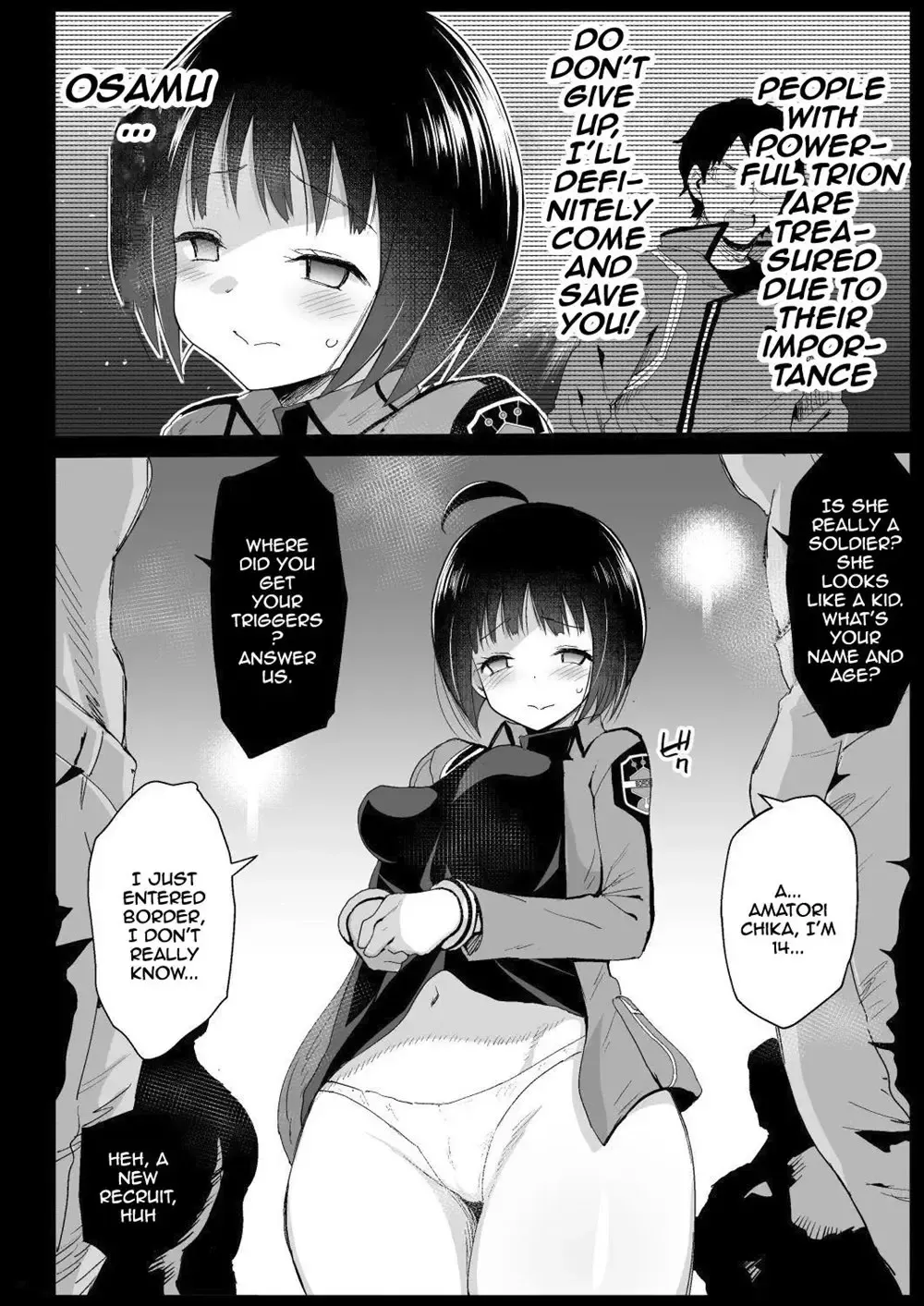 [Ma-kurou] Amatori Chika 14 Sai Warui Ossan ni Okasareru! | World Trigger Border Rape file Fhentai - Page 4