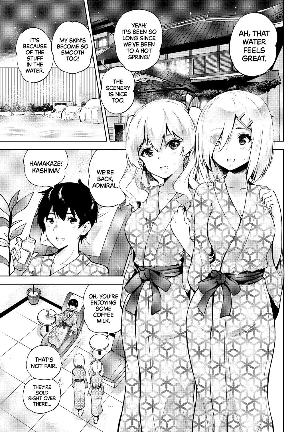 [Sarfata] Onsen Yukata na Kashima-san to Hamakaze-san to. | Hamakaze and Kashima in Hot Springs and Yukata (decensored) Fhentai - Page 2