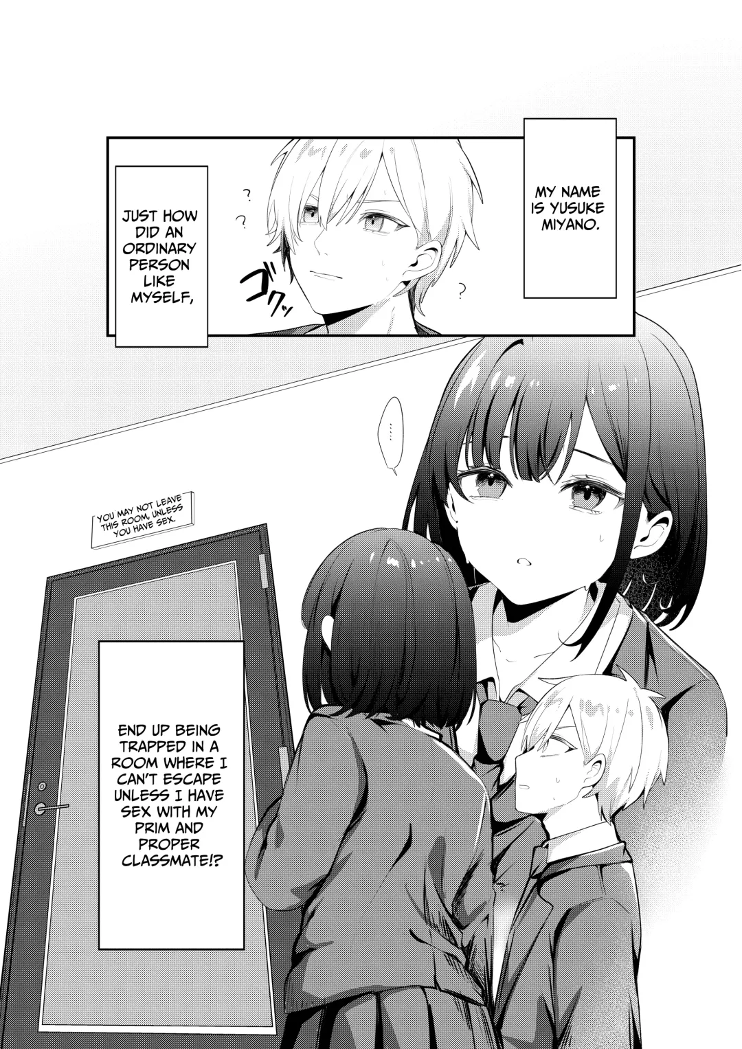 [Norisuke] Sex Shinai to Derarenai Heya ni Seiso na Anoko to Tojikomerareru | Trapped in a Sex-Locked Room with that Prim & Proper Girl Fhentai - Page 2