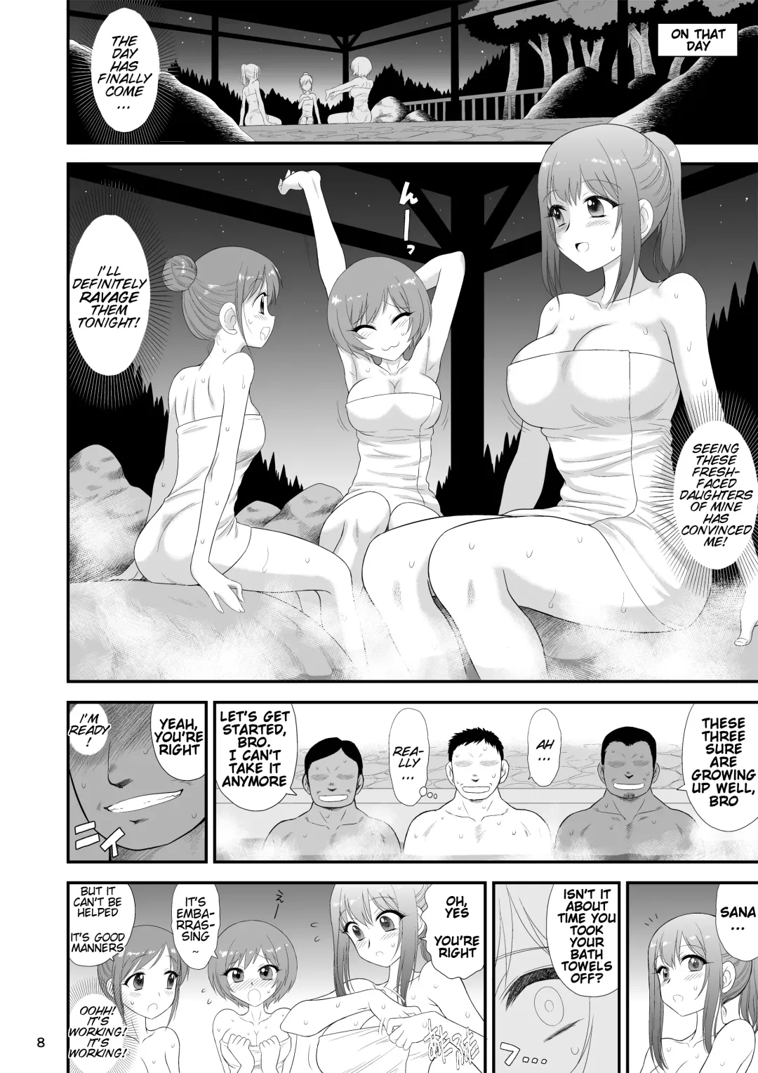 [Kuroinu Juu] Bijin Sanshimai to Chichioya to Oji ga Konyoku Onsen ni Ikimashita. Fhentai - Page 7