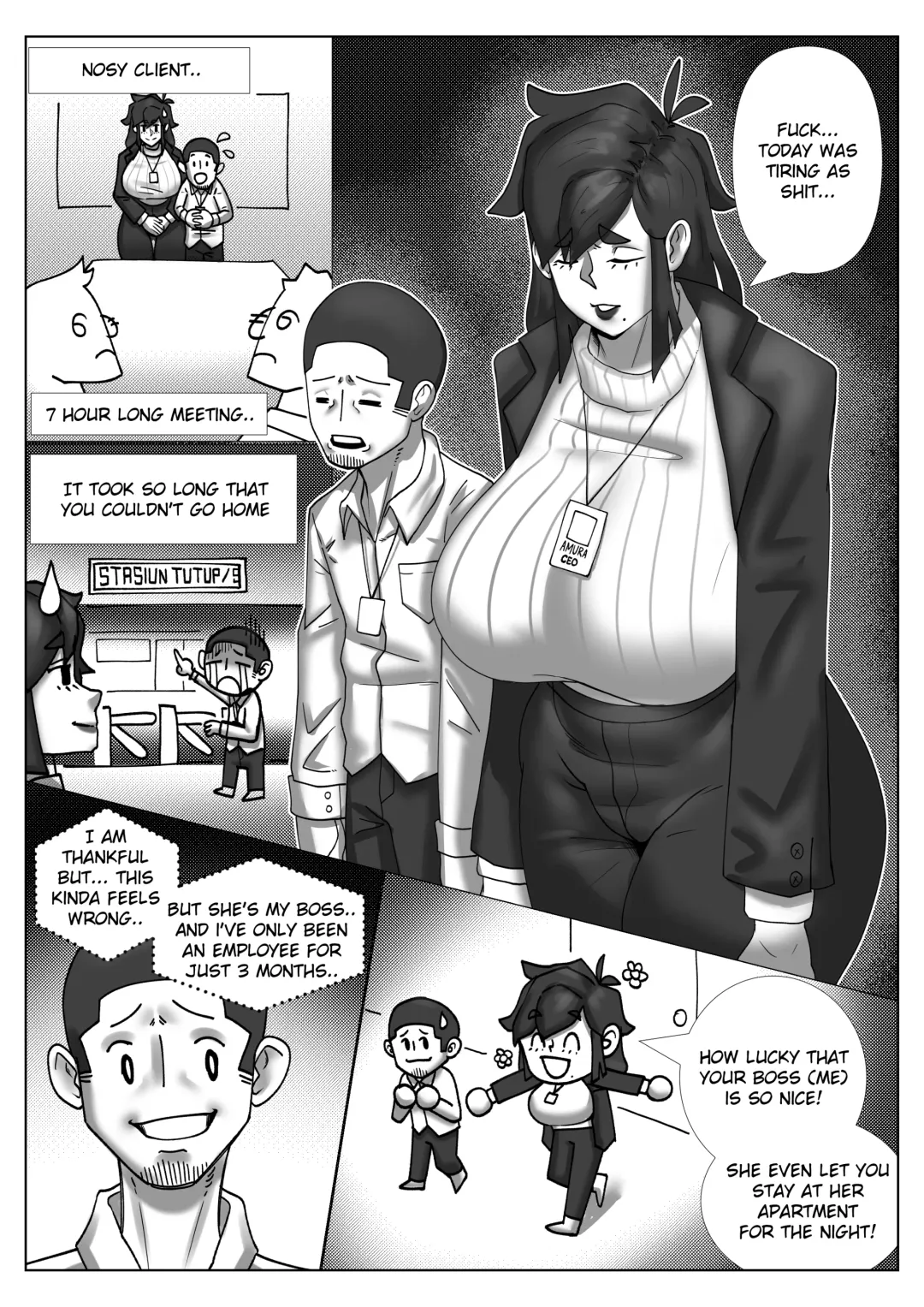 Forced To Stay The Night At My Ridiculously Busty Boss's Apartment Where She Took My Virginity And We Had Sex For The Whole Weekend Until We Arrived For Work Late In Monday Fhentai - Page 2