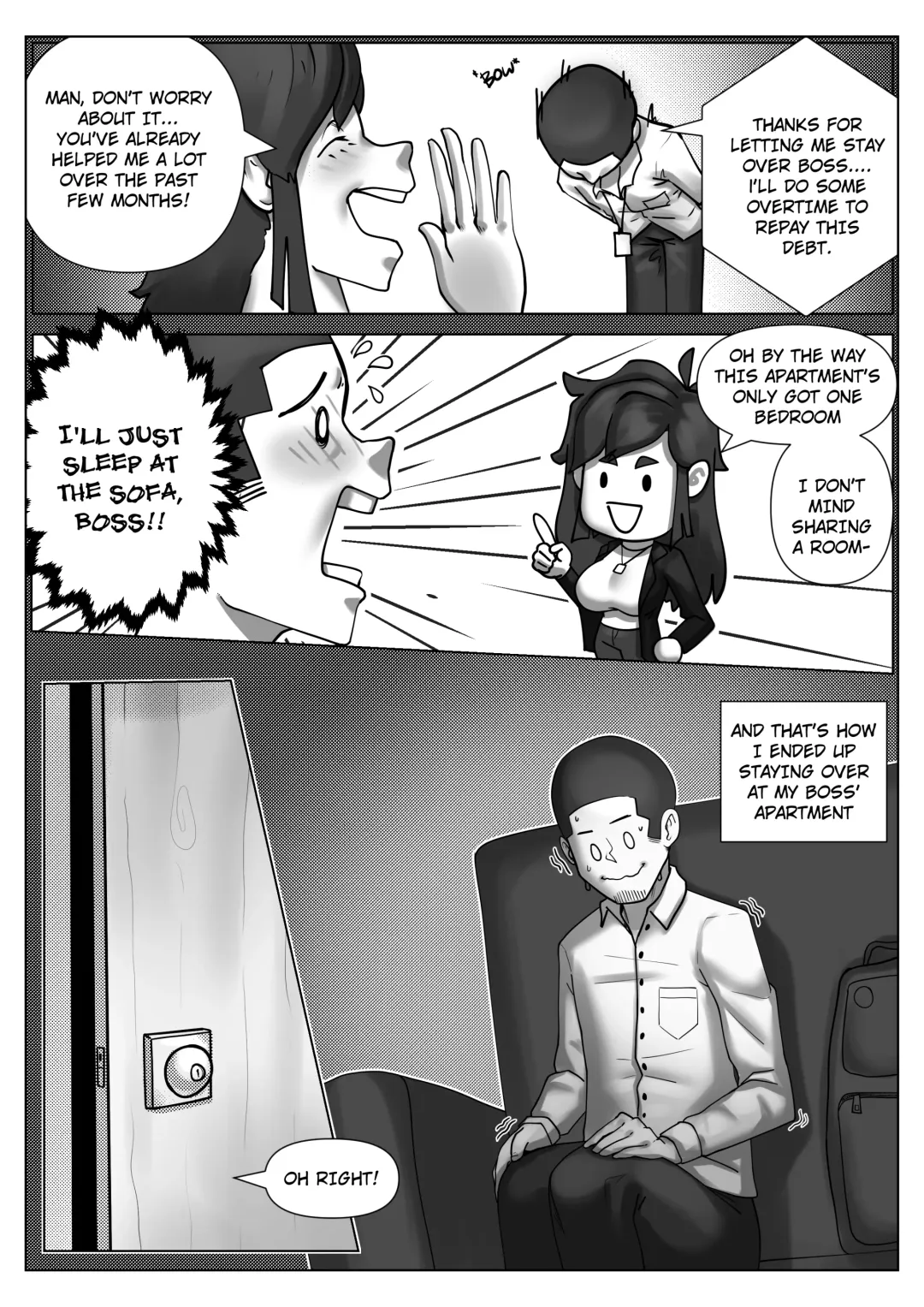 Forced To Stay The Night At My Ridiculously Busty Boss's Apartment Where She Took My Virginity And We Had Sex For The Whole Weekend Until We Arrived For Work Late In Monday Fhentai - Page 3