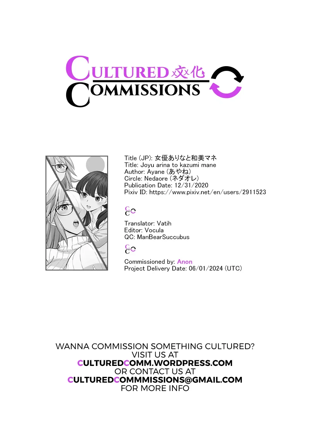 [Ayane] Joyuu Arina to Kazumi Mane | Actress Arina and Manager Kazumi Fhentai - Page 23