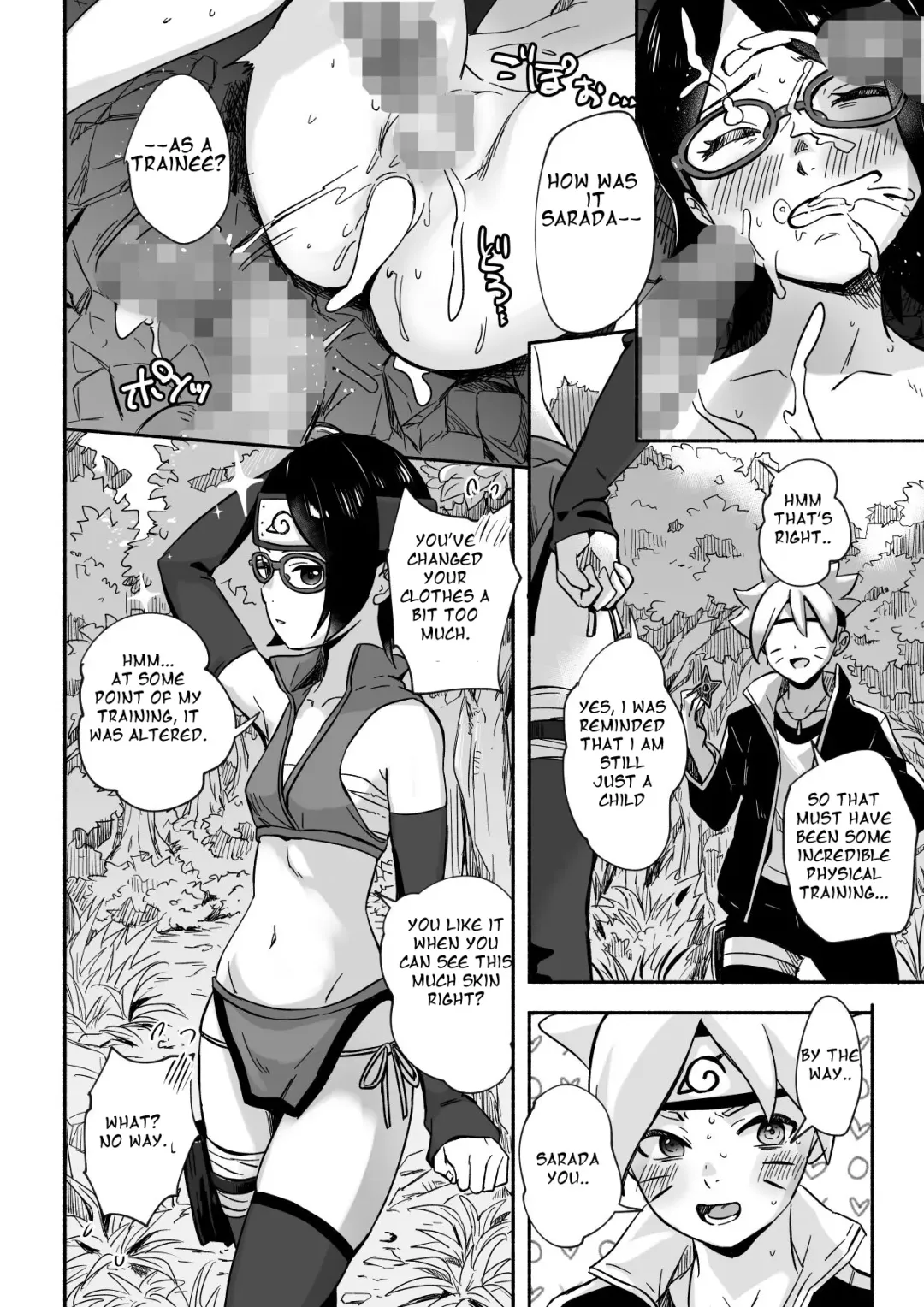 [Silver Dog] Sarada-chan no Chakra o Fuuin Shite Shugyou to Itsuwari Eroi Koto o suru Hon | A book about training and tricking Sarada-chan, who had her chakra sealed, into doing erotic things Fhentai.net - Page 32