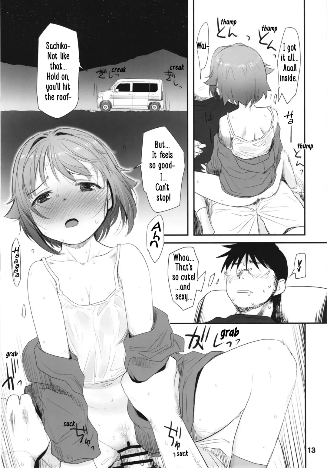 [Sakaki Imasato] Koshimizu Sachiko to Iku, Kinkyuu Shukkin Shachuuhaku no Tabi | Going on An Emergency Car Camping Trip with Sachiko Koshimizu Fhentai - Page 13