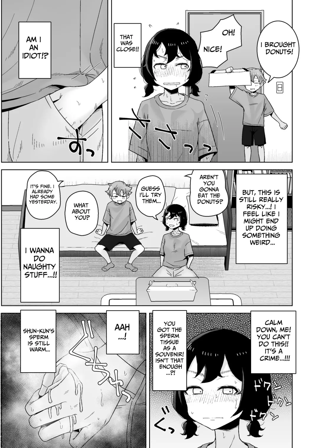 [Hagger] Onanie Izon Jidaraku Joshi wa Shounen no Onanie o Nozokimisuru. | A Masturbation Addicted Slob Girl Peeps on a Boy Jerking Off. Fhentai - Page 37