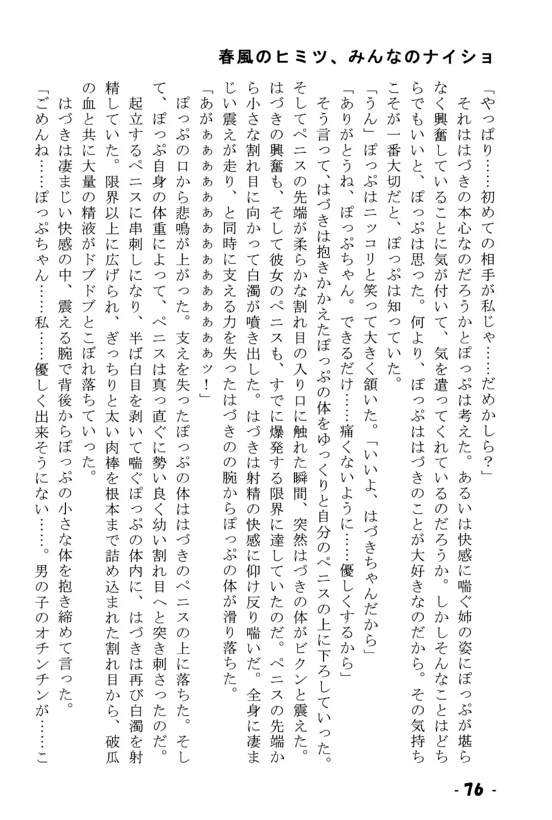 Harukaze no Himitsu Minna no Naisho Fhentai - Page 76