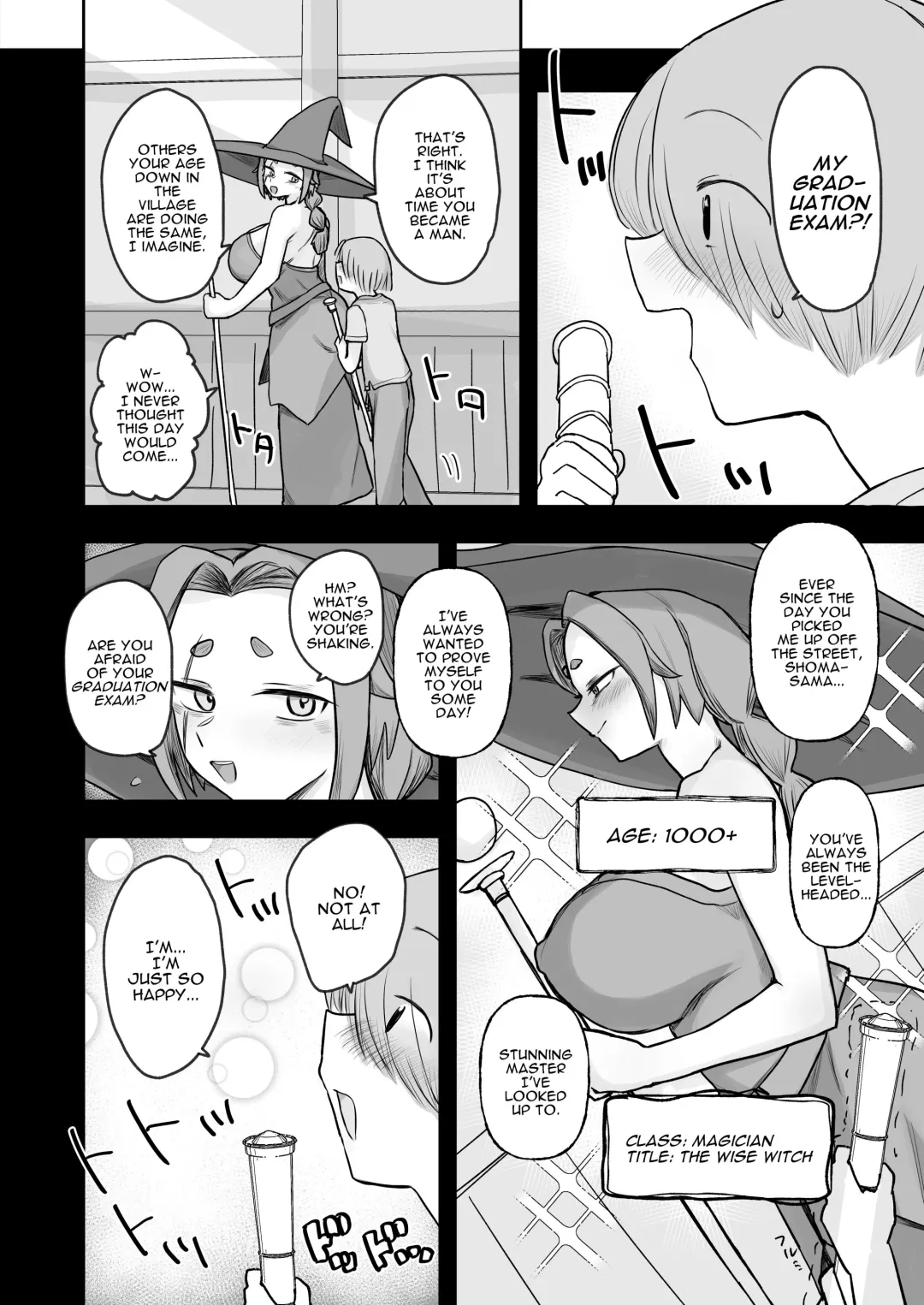 [Amamoru] "Warabe-sotsu Shiken" de Deshi ♂ Kara Seishi o Shiboritoru Deshi Rabu de Kachi Chi Majo Shishō 1000-sai ￪ | 1000 Year Old Witch Cumsqueezes Her Disciple During His Virginity Graduation Exam Fhentai - Page 4