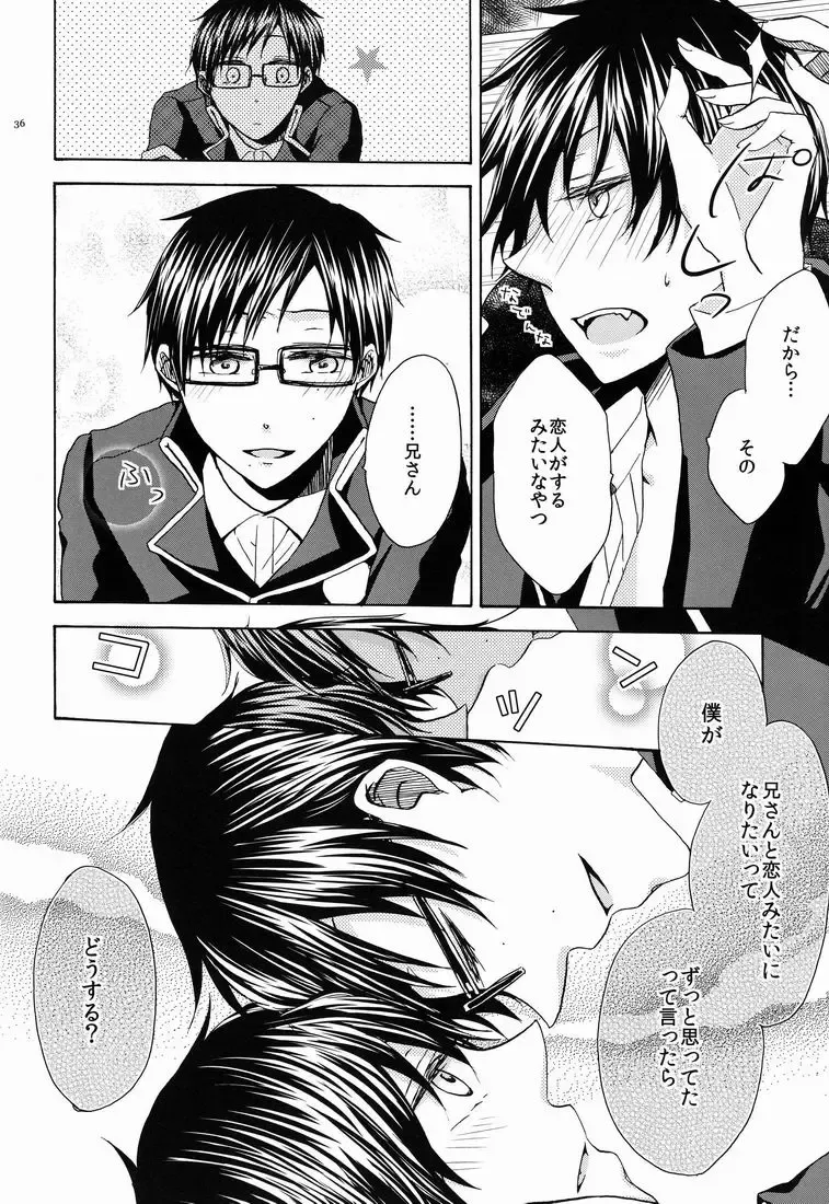 [Azuma Aiko] Boku to Nii-san no Inwai Mitsuji Fhentai - Page 35