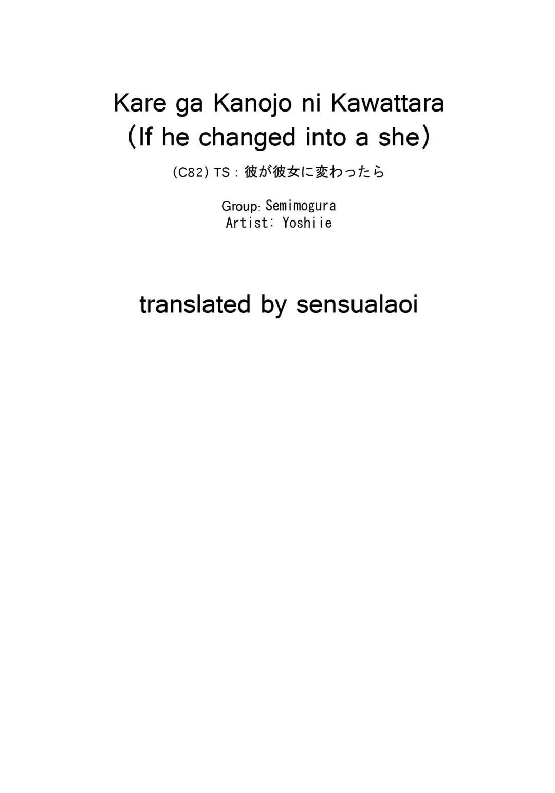 [Yoshiie] TS: Kare ga Kanojo ni Kawattara | TS: If he Changed into she Fhentai - Page 2