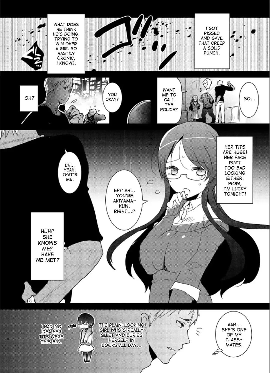 [Aimaitei Umami] Yarichin no Ore ga Boukan ni Osowareteta Otonashii Classmate (Kyonyuu) o Tasukete Kuou to Shitara Gyaku ni Kyokon Futanari Chinpo Sokuochi shita Toki no Hanashi Fhentai - Page 4