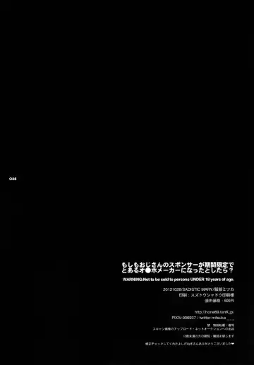 [Hattori Mitsuka] Moshimo Oji-san no Sponsor ga Kikan Gentei de Toaru Onahole Maker ni Natta to | What if the Oji-san's sponsor is an onahole maker for a certain time Fhentai - Page 37