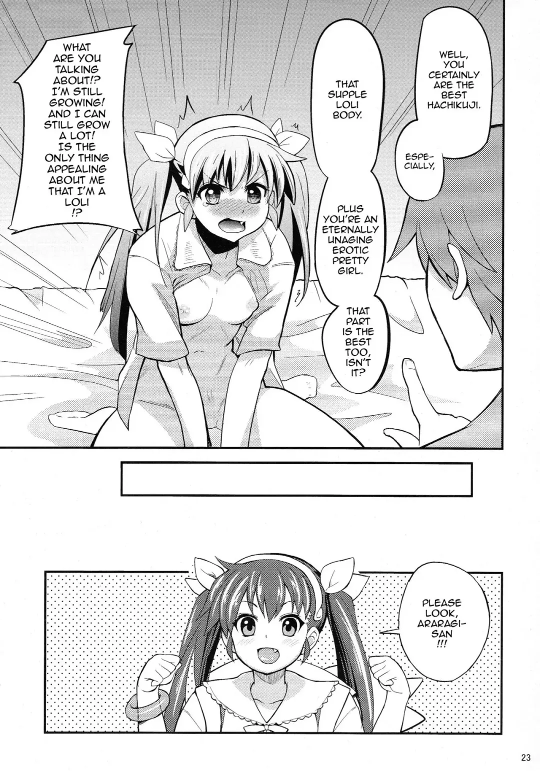 [Yakumi Benishouga] Pachimonogatari Part 2: Mayoi Loli Hari Body!! Fhentai - Page 21